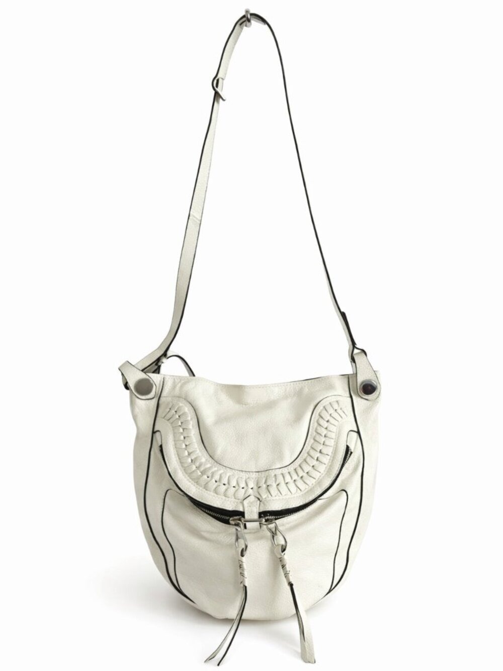 orYANY White Leather Shoulder Bag | Boho Chic Slouchy Hobo Purse